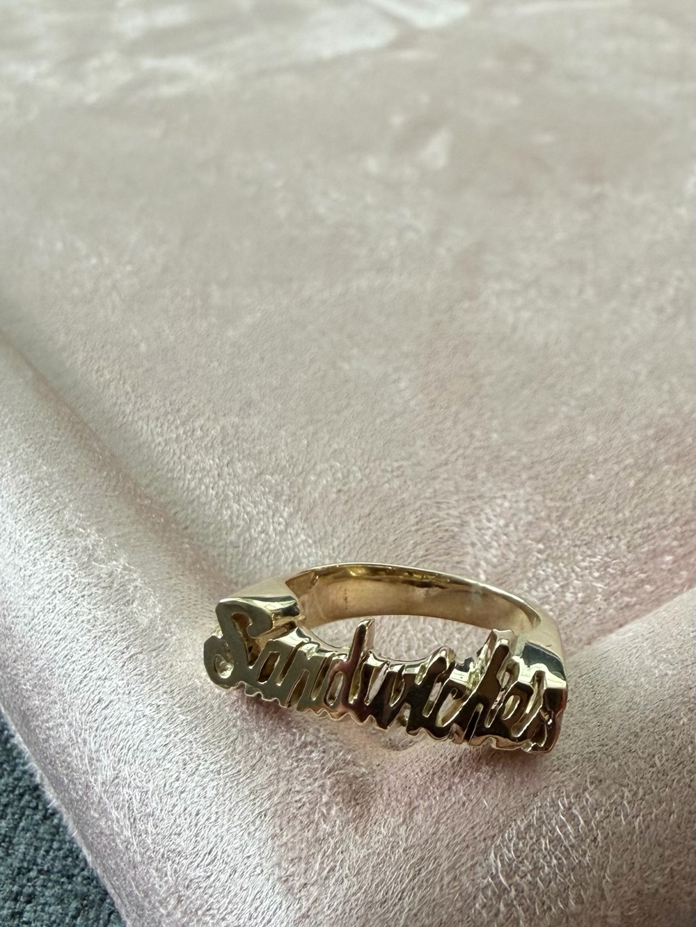 Gold 'Sandwiches' Script Name Ring - Women Jewelry